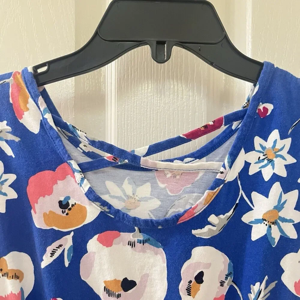 Tea Collection What's the Scoop Blue Floral Jumpsuit Girl's Size 7